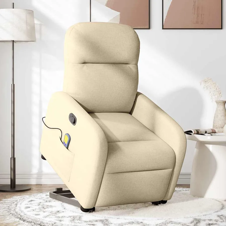 Fauteuil inclinable de massage Crème Tissu - 2