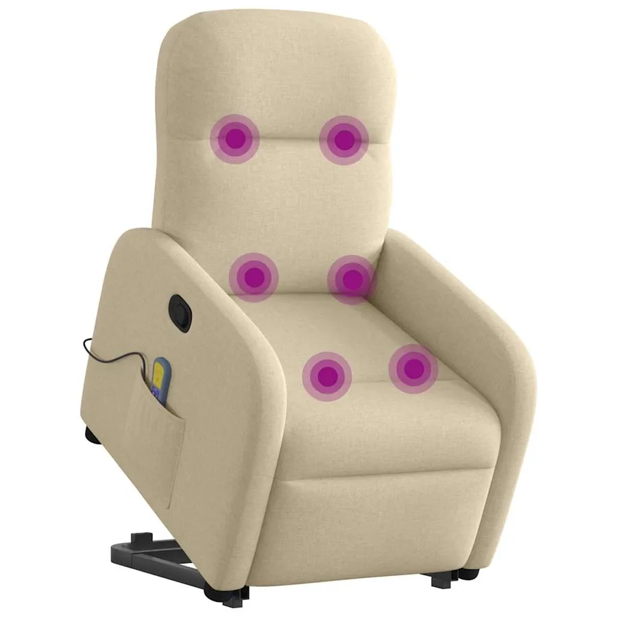 Fauteuil inclinable de massage Crème Tissu - 3
