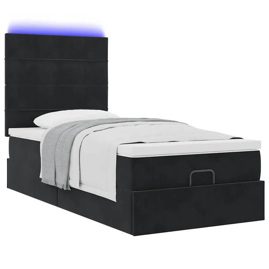 Cadre de lit ottoman avec matelas noir 90x200 cm velours - 6