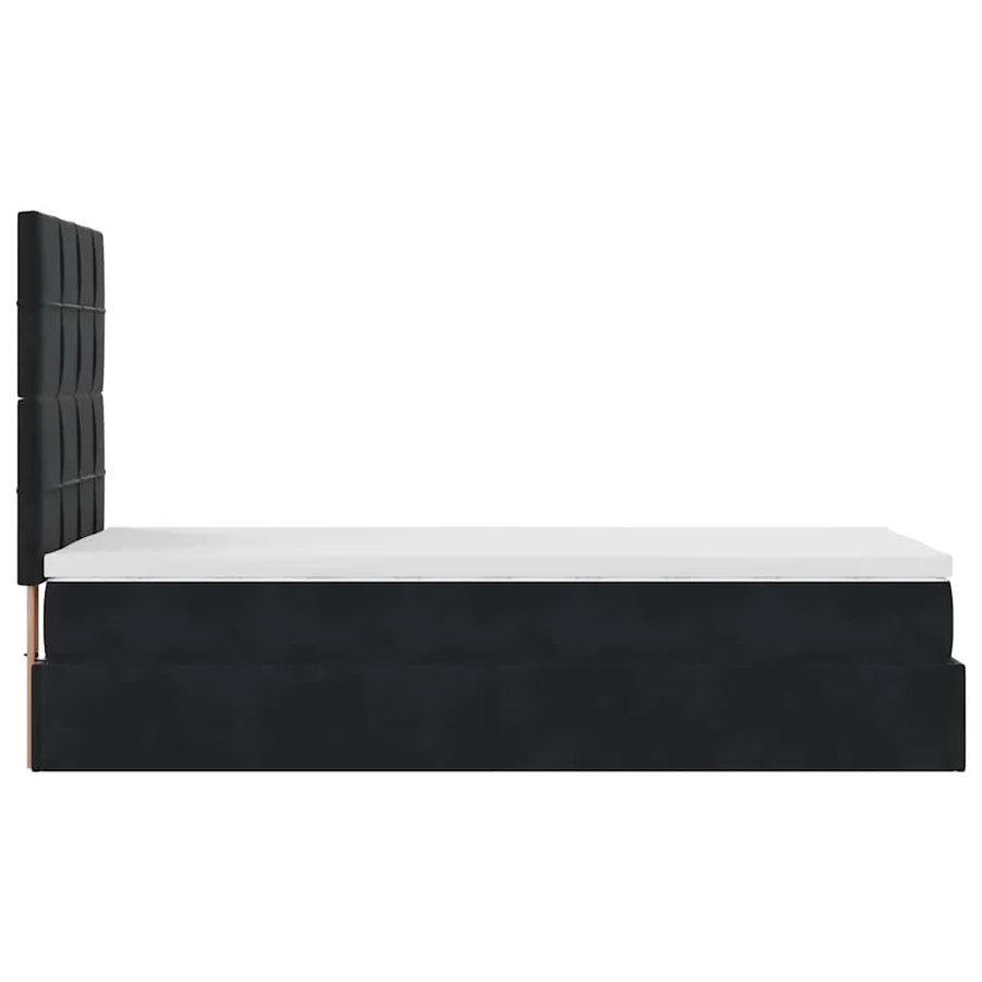 Cadre de lit ottoman avec matelas noir 90x200 cm velours - 9