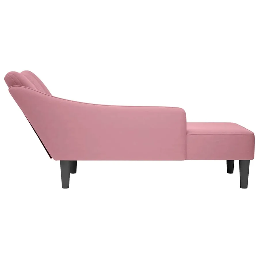 Fauteuil long avec accoudoir droit rose velours - 5