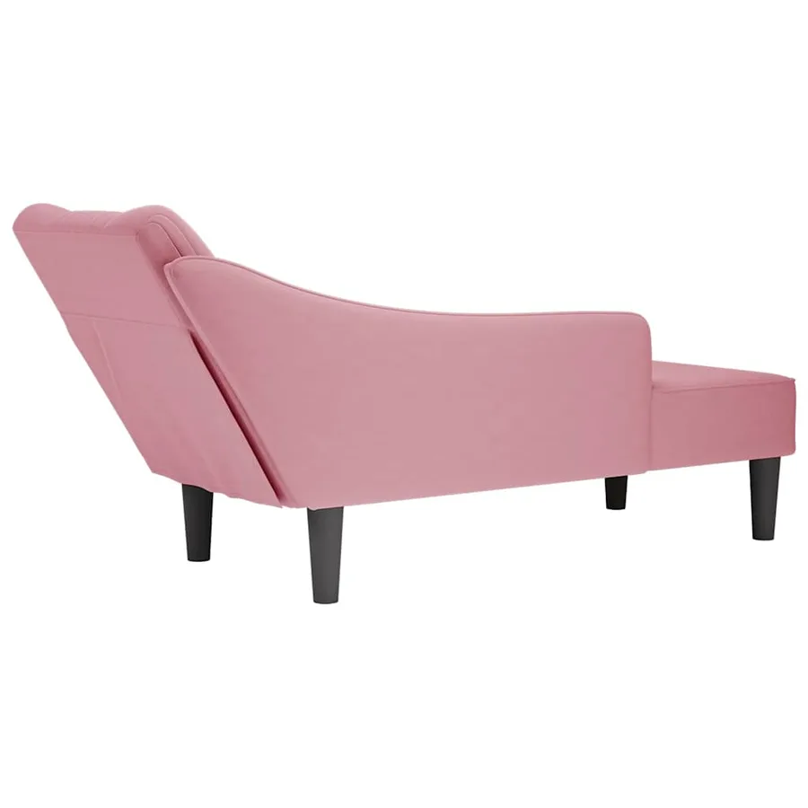 Fauteuil long avec accoudoir droit rose velours - 6