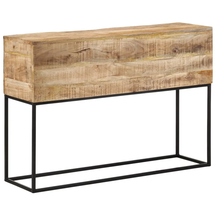 Table console 110x30x75 cm bois de manguier massif brut et fer - 10