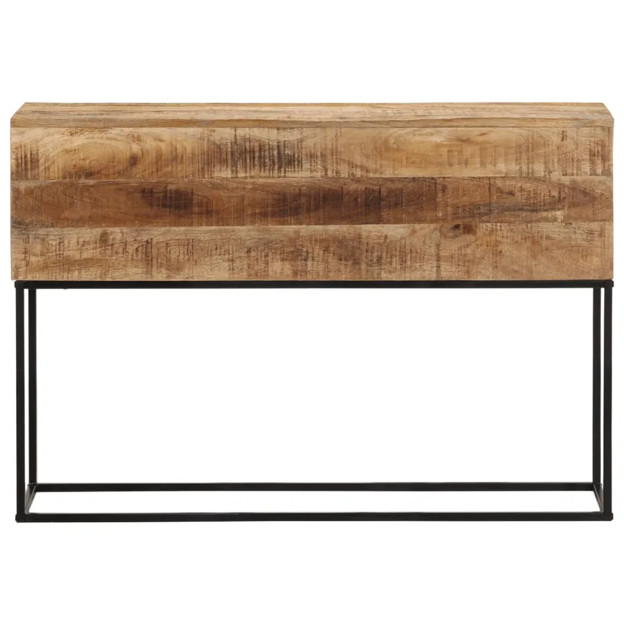 Table console 110x30x75 cm bois de manguier massif brut et fer - 2