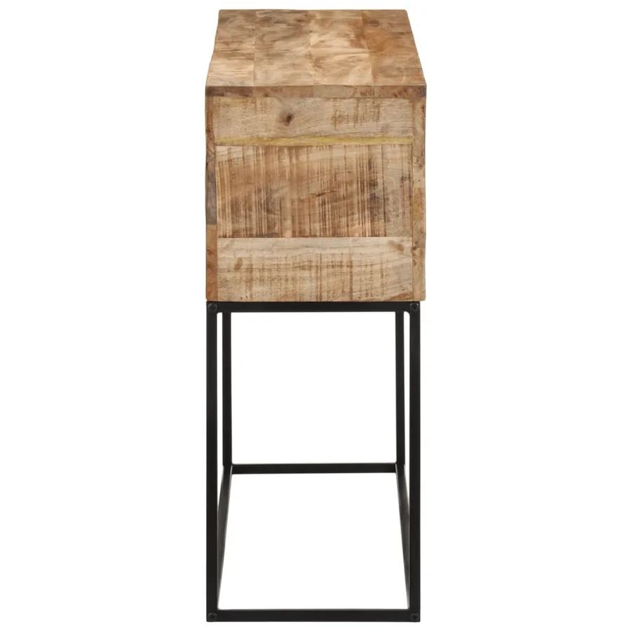 Table console 110x30x75 cm bois de manguier massif brut et fer - 3
