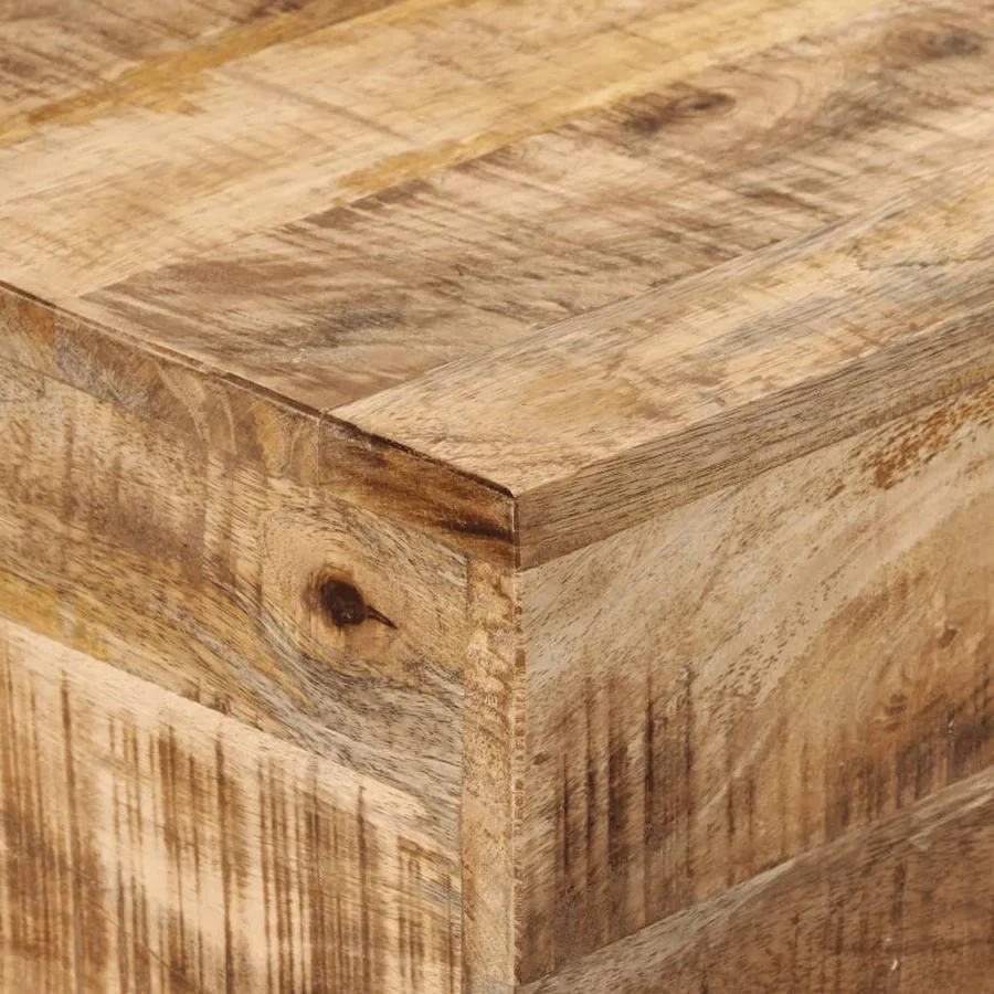 Table console 110x30x75 cm bois de manguier massif brut et fer - 5
