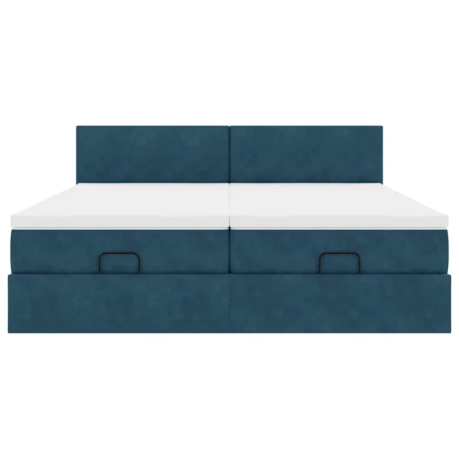 Cadre de lit ottoman avec matelas bleu foncé 180x200 cm velours - 7