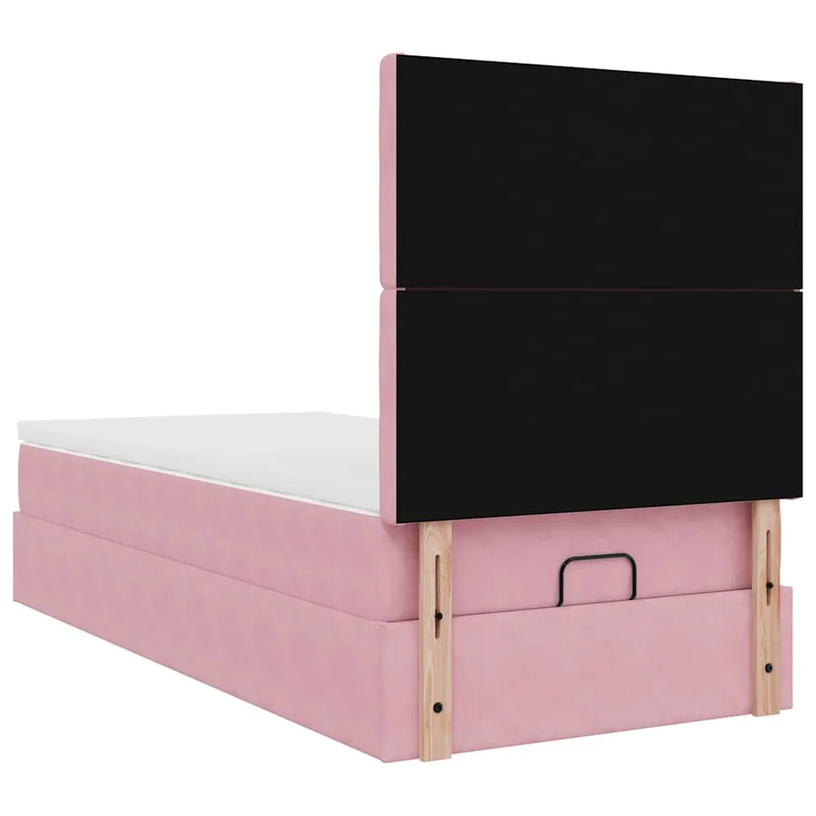 Cadre de lit ottoman avec matelas rose 90x200 cm velours - 9