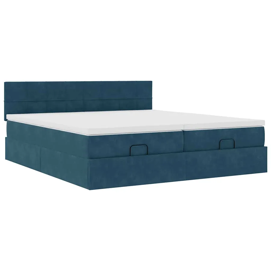 Cadre de lit ottoman avec matelas bleu foncé 180x200 cm velours - 7