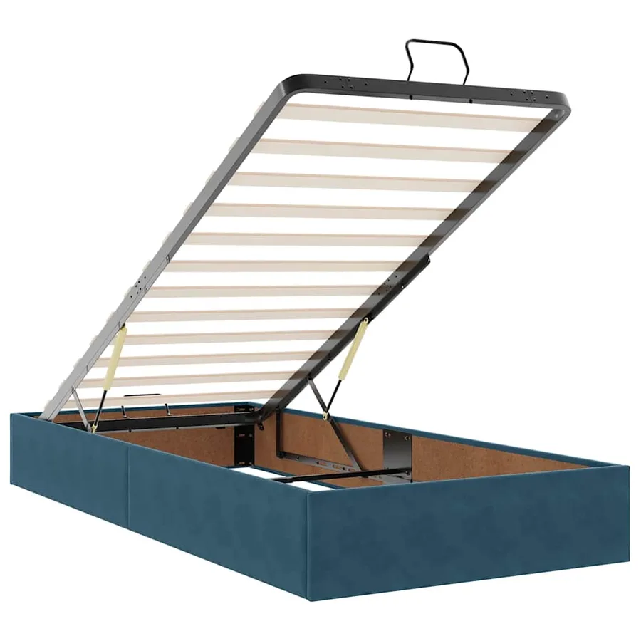 Cadre de lit ottoman avec matelas bleu foncé 90x200 cm velours - 11
