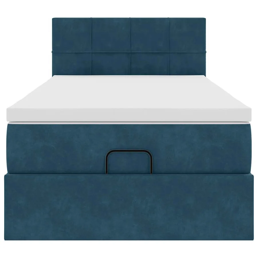 Cadre de lit ottoman avec matelas bleu foncé 90x200 cm velours - 6