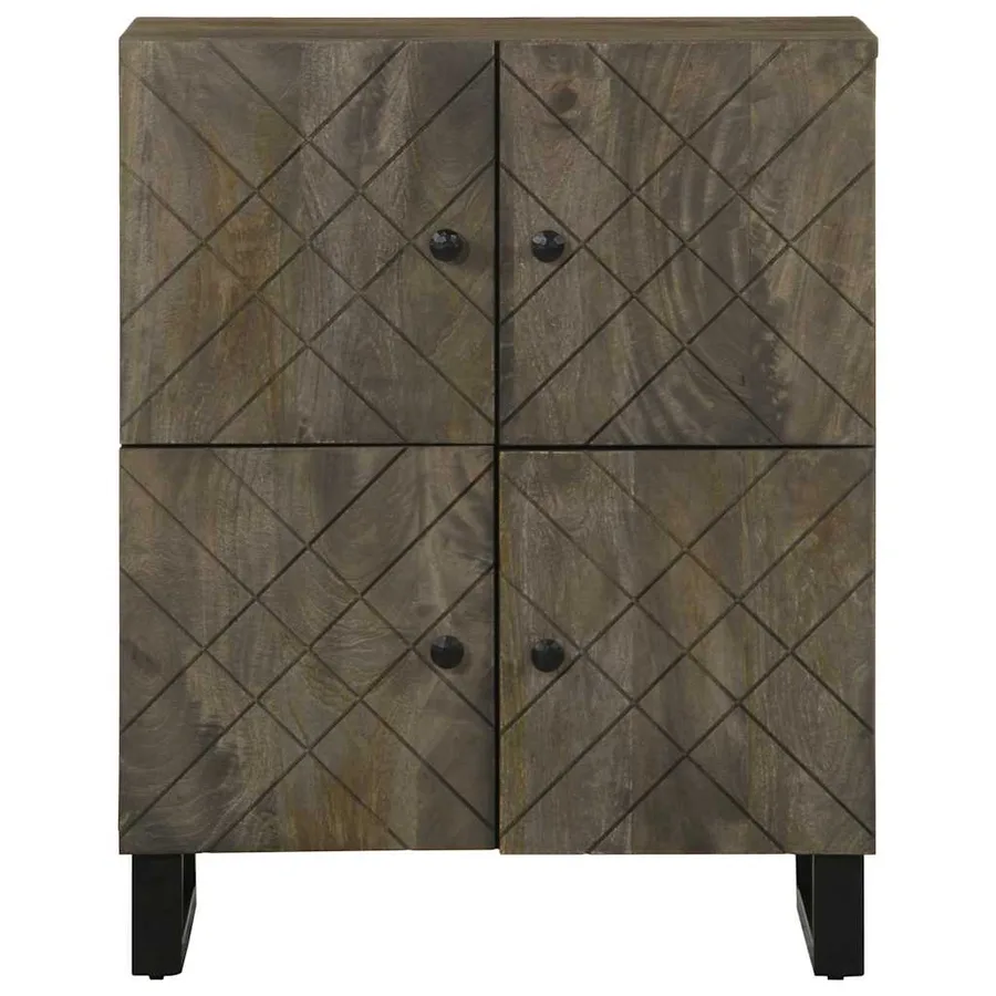 Buffet noir 60x33x75 cm bois massif de manguier - 3