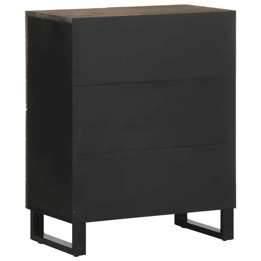 Buffet noir 60x33x75 cm bois massif de manguier - 5