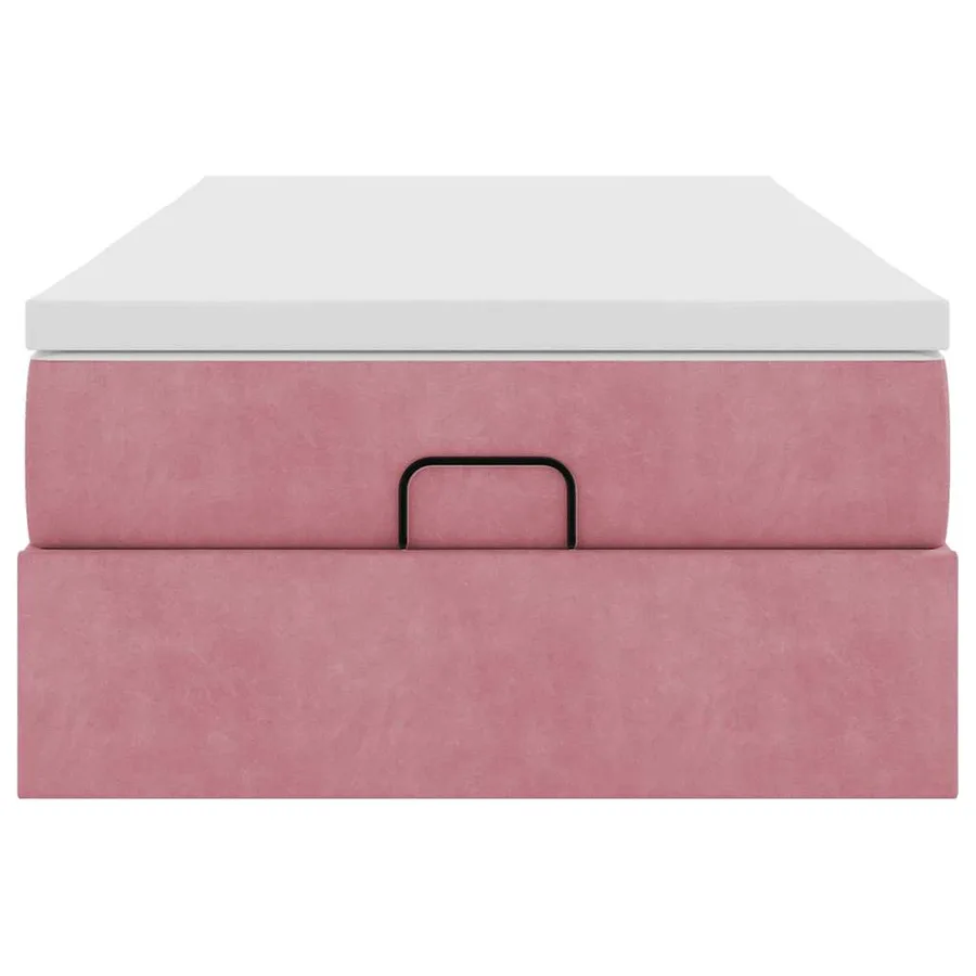 Cadre de lit ottoman avec matelas rose 90x200 cm velours - 7