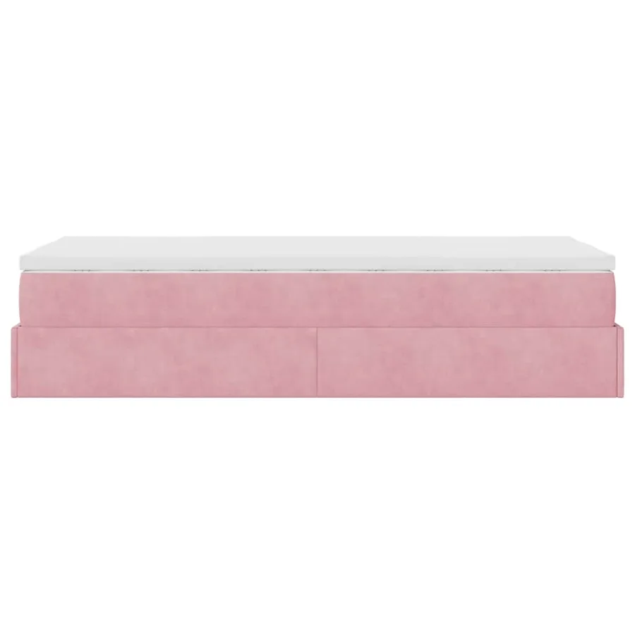 Cadre de lit ottoman avec matelas rose 90x200 cm velours - 9