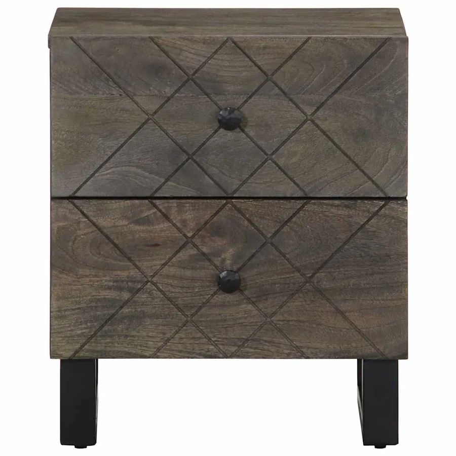 Tables de chevet 2 pcs noir 40x33x46 cm bois de manguier solide - 4