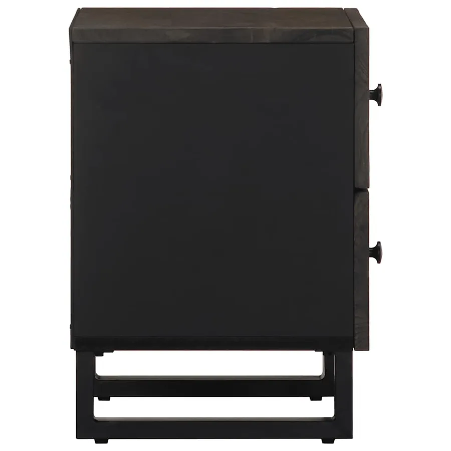 Tables de chevet 2 pcs noir 40x33x46 cm bois de manguier solide - 5