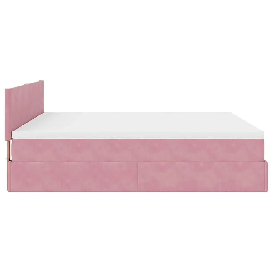 Cadre de lit ottoman avec matelas rose 180x200 cm velours - 11