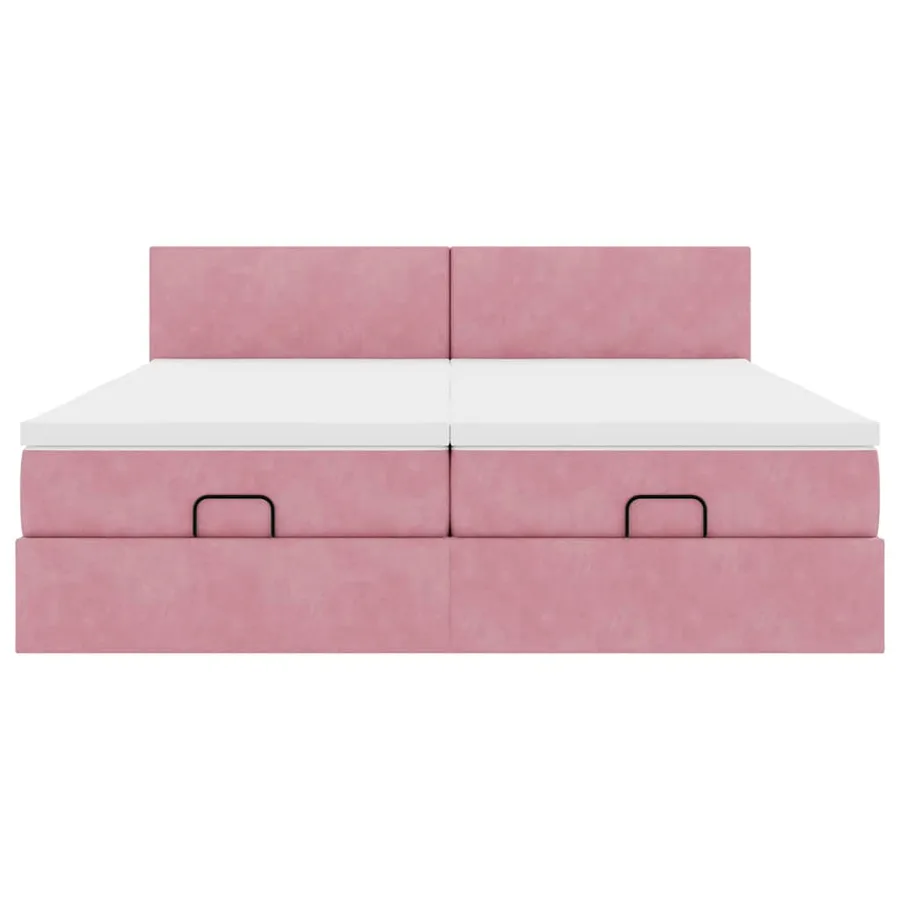 Cadre de lit ottoman avec matelas rose 180x200 cm velours - 8