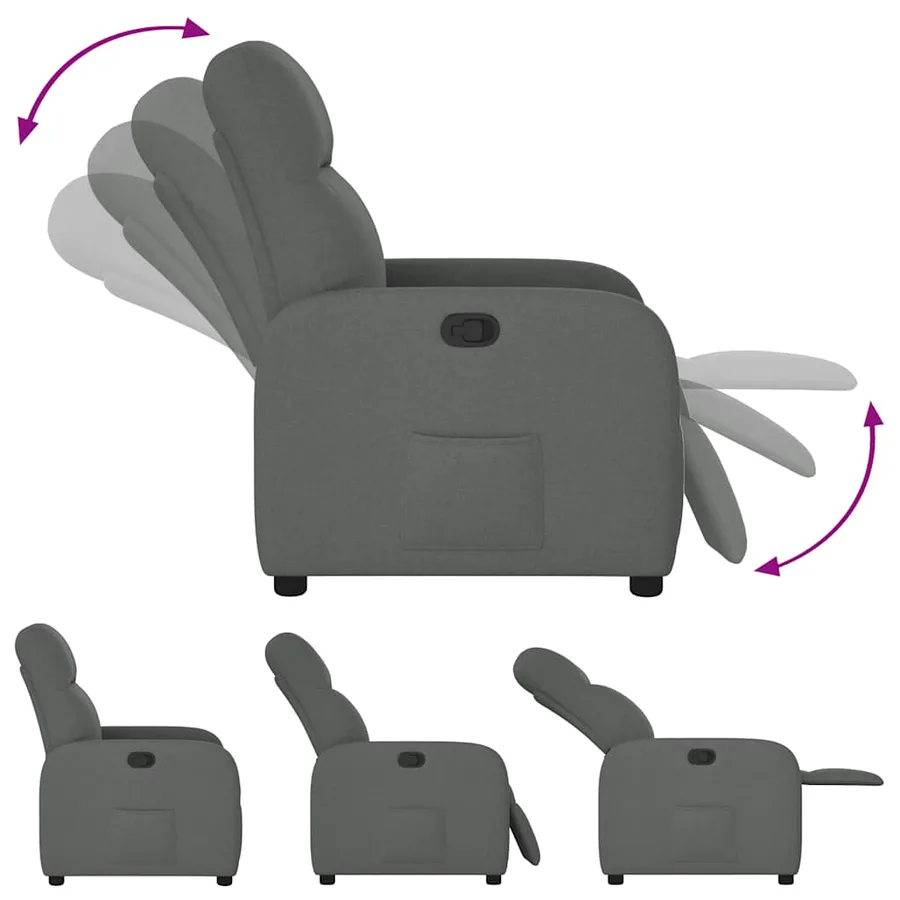 Fauteuil inclinable Gris foncé Tissu - 6