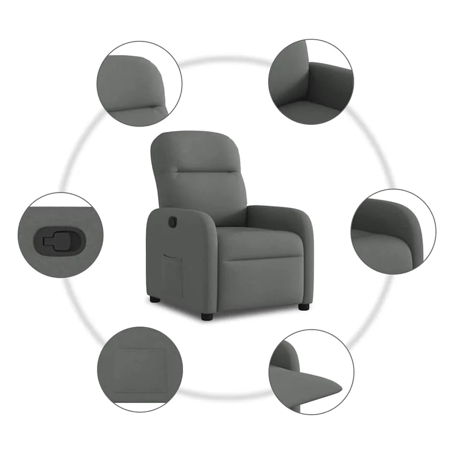 Fauteuil inclinable Gris foncé Tissu - 7