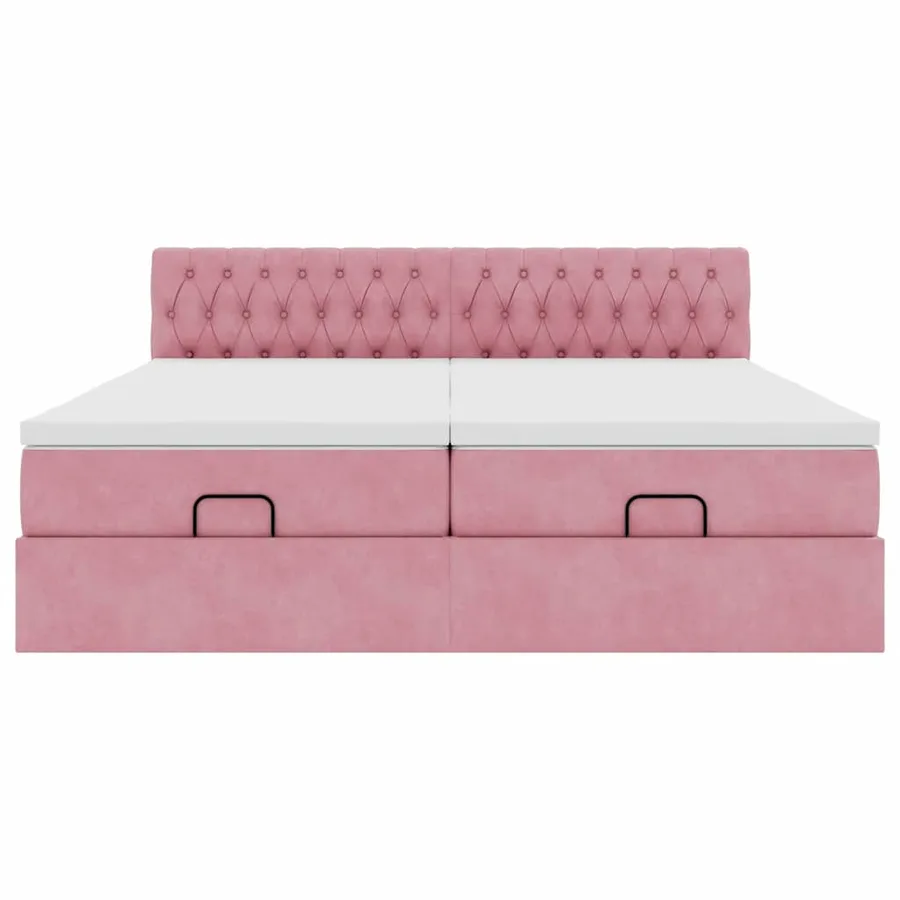 Cadre de lit ottoman avec matelas rose 180x200 cm velours - 9