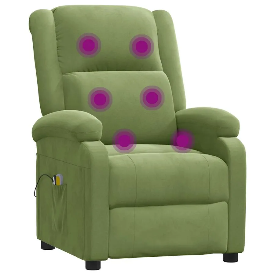 Fauteuil électrique de massage Vert clair velours - 8
