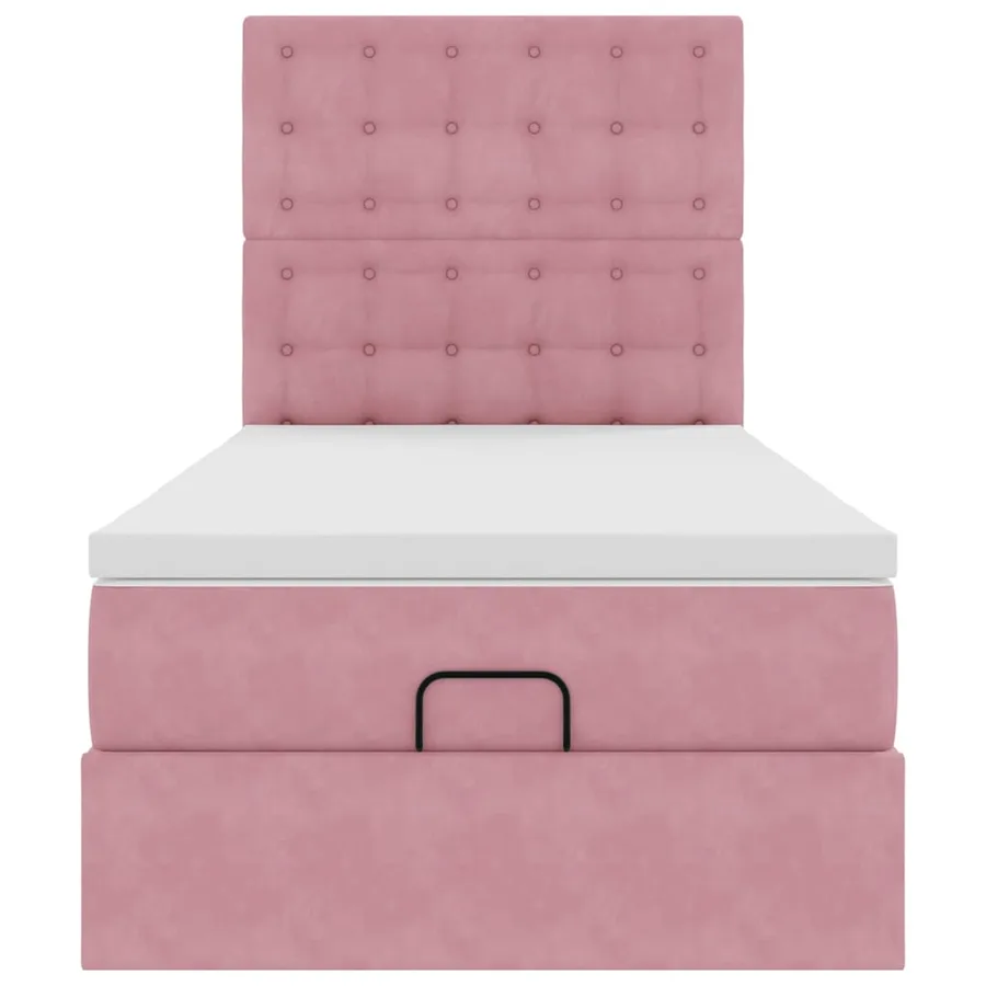 Cadre de lit ottoman avec matelas rose 90x200 cm velours - 8
