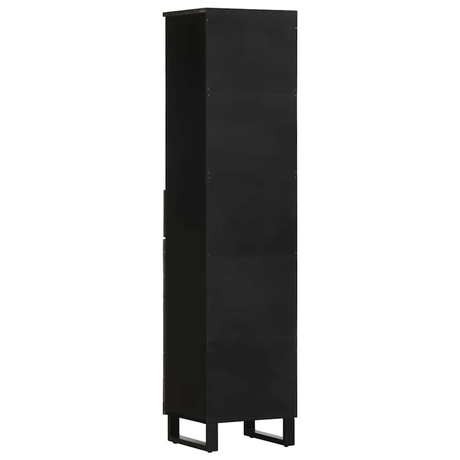 Armoire de salle de bain noir 38x33x160 cm bois massif manguier - 5