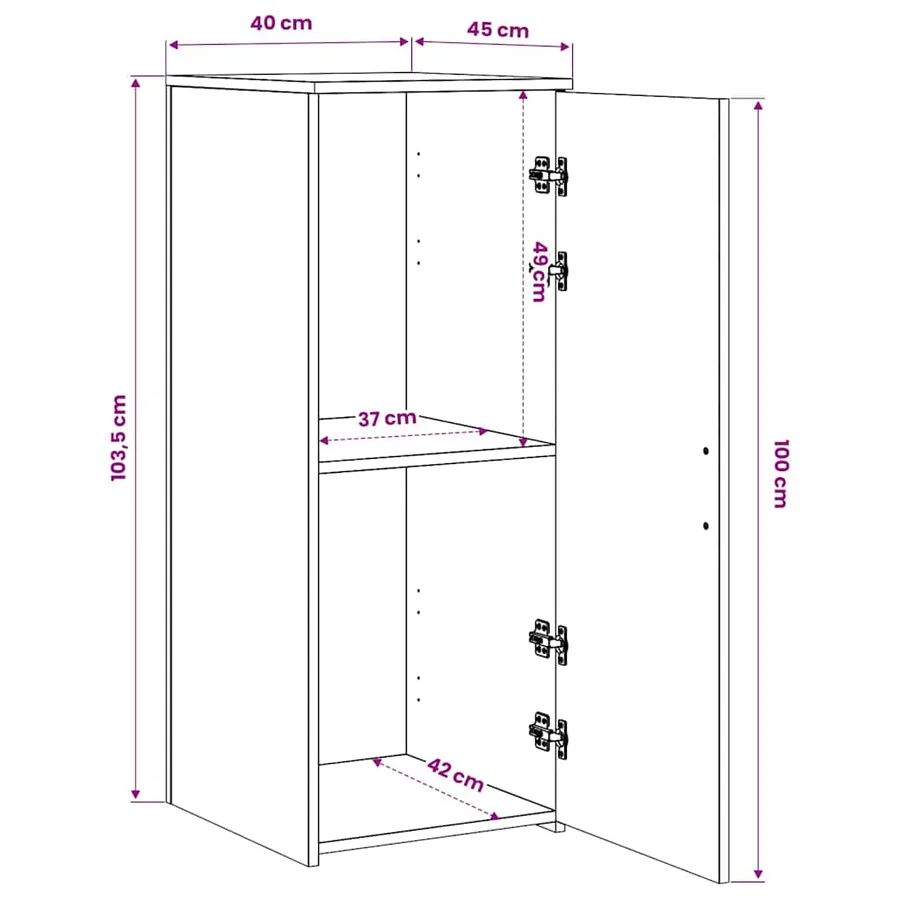 Armoire de rangement gris béton 40x45x103,5cm bois d'ingénierie - 11