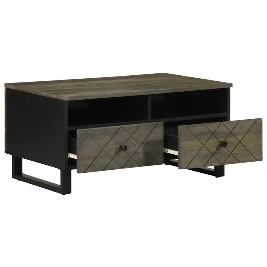 Table basse noir 80x54x40 cm bois massif de manguier - 2
