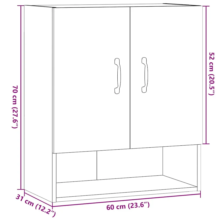 Armoire murale vieux bois 60x31x70 cm bois d'ingénierie - 12