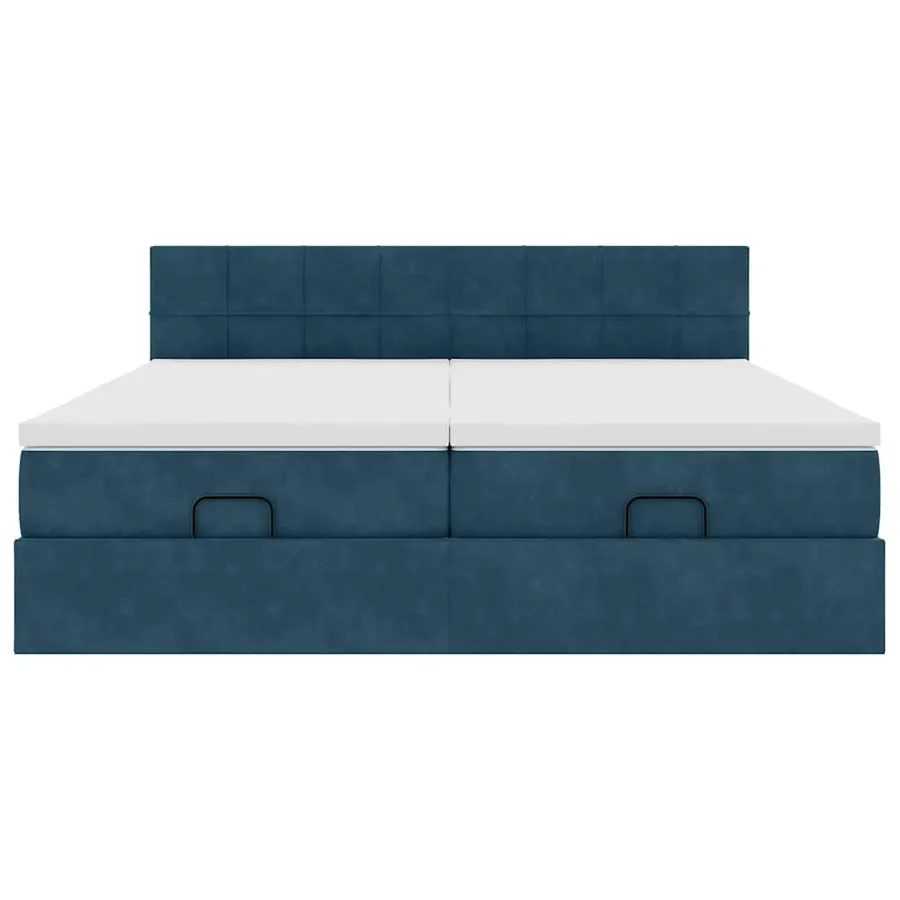 Cadre de lit ottoman avec matelas bleu foncé 200x200 cm velours - 8