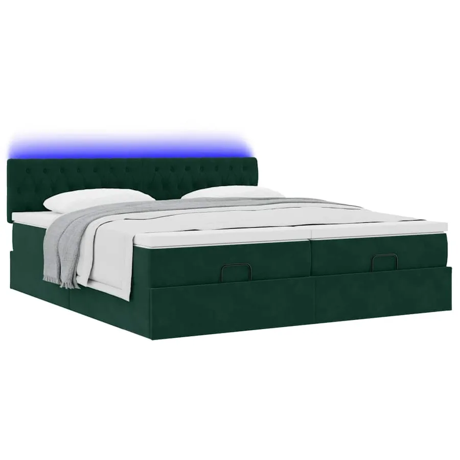 Cadre de lit ottoman avec matelas vert foncé 180x200cm velours - 6