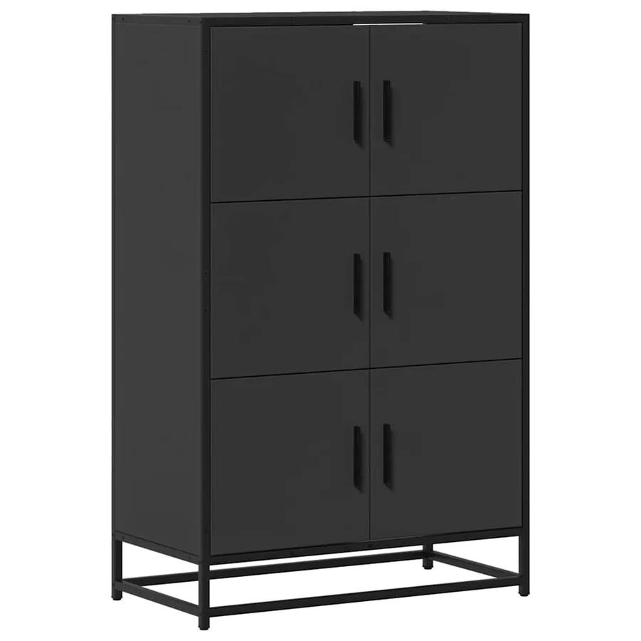 Buffet haut noir 68x35x106,5 cm bois d'ingénierie et métal - 2