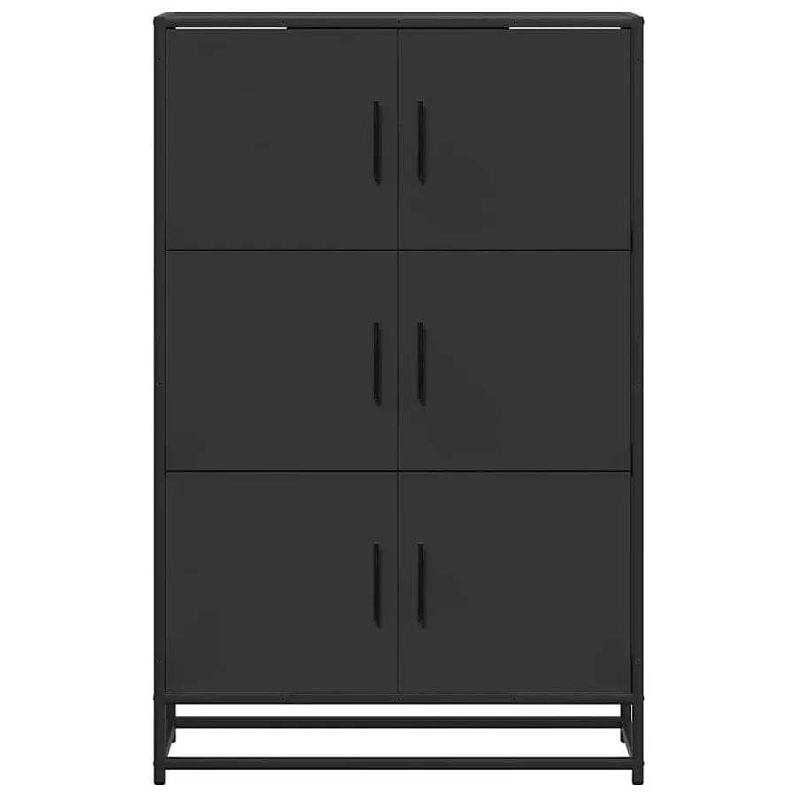 Buffet haut noir 68x35x106,5 cm bois d'ingénierie et métal - 4
