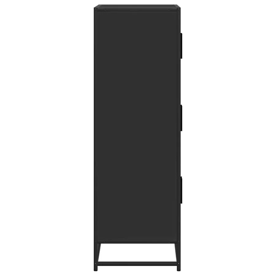 Buffet haut noir 68x35x106,5 cm bois d'ingénierie et métal - 5