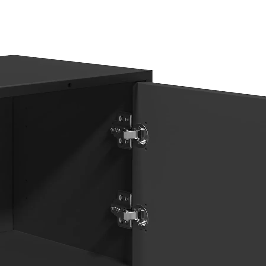 Buffet haut noir 68x35x106,5 cm bois d'ingénierie et métal - 8