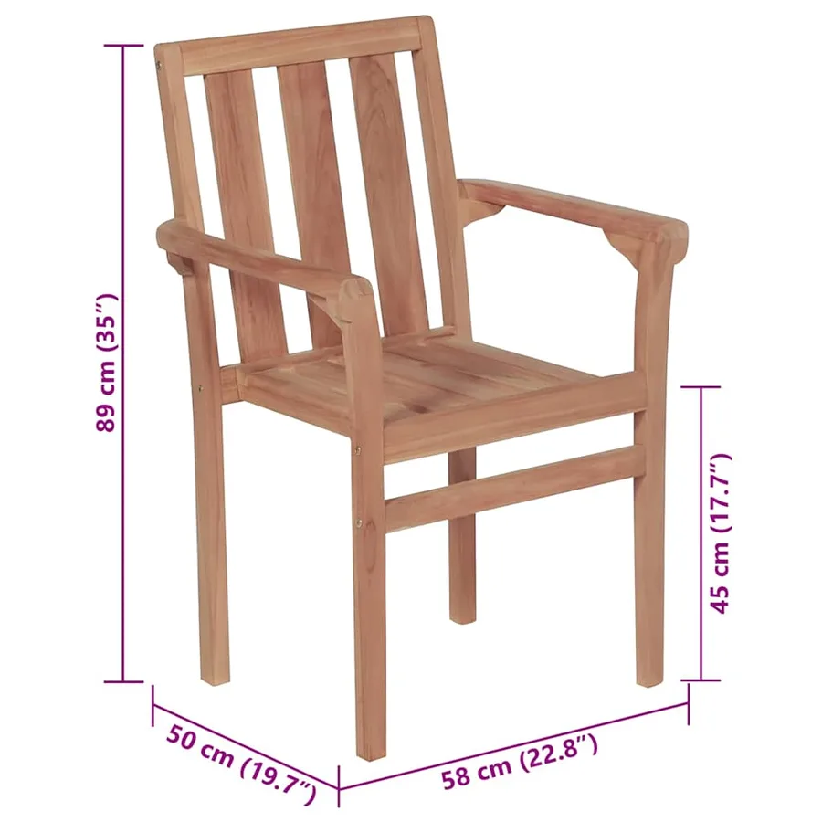 Chaises de jardin lot de 2 et coussins rouge Bois teck massif - 11