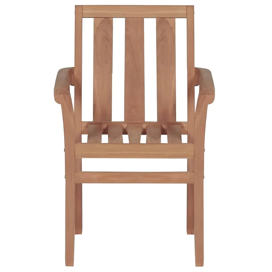 Chaises de jardin lot de 2 et coussins rouge Bois teck massif - 4