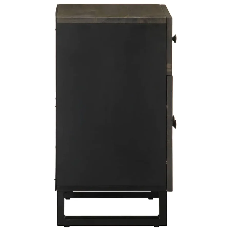 Table de chevet noir 50x33x60 cm bois de manguier massif - 4