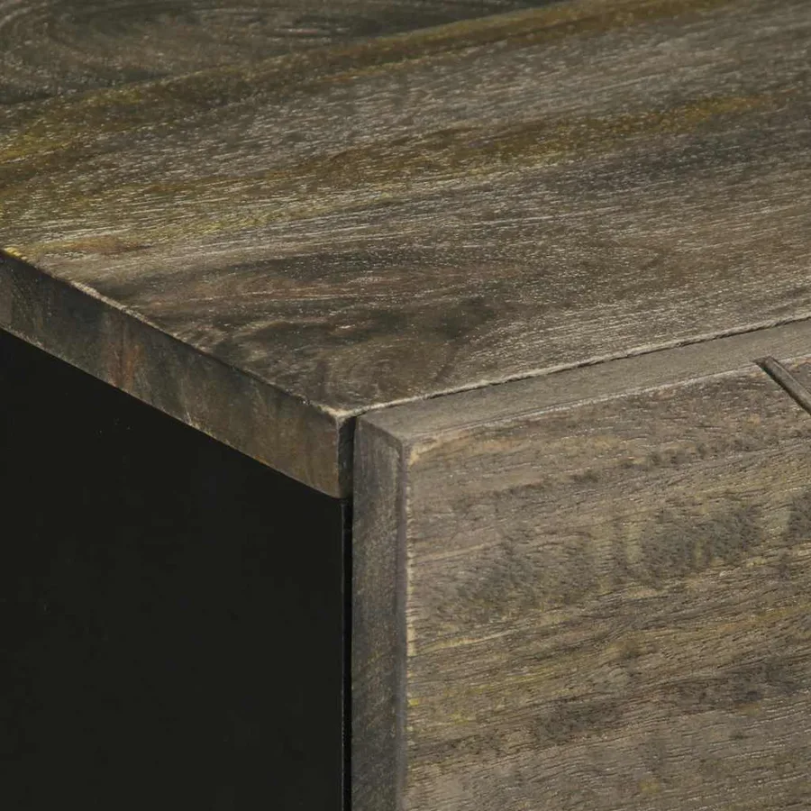 Table de chevet noir 50x33x60 cm bois de manguier massif - 6