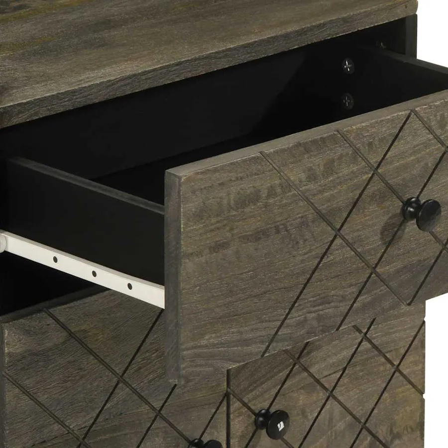 Table de chevet noir 50x33x60 cm bois de manguier massif - 7
