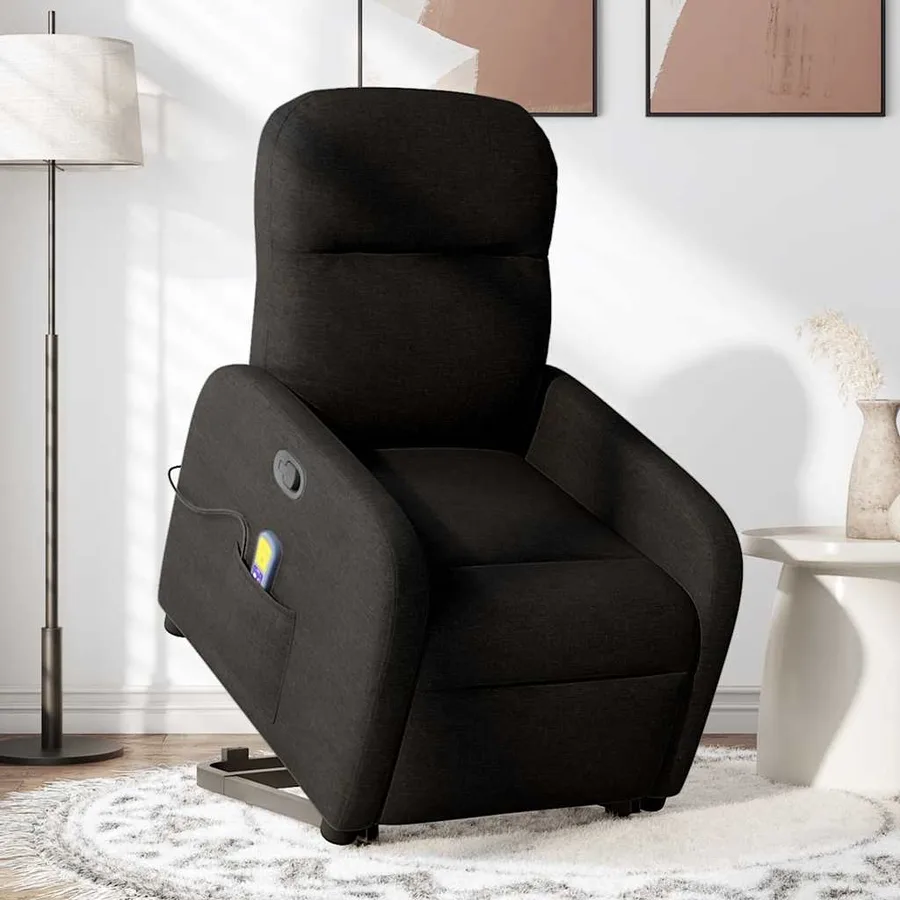 Fauteuil de massage inclinable Noir Tissu - 2