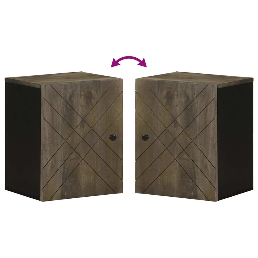Armoire de salle de bain murale 38x33x48cm bois massif manguier - 6