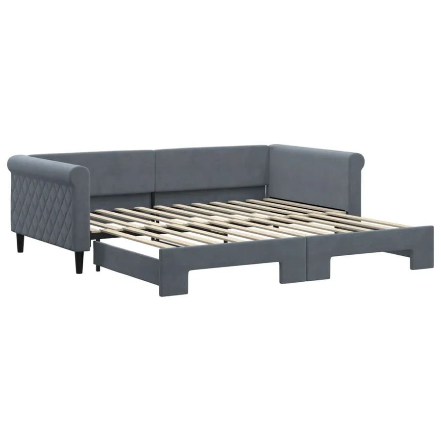 Lit de jour avec gigogne sans matelas gris foncé 100x200 cm - 2