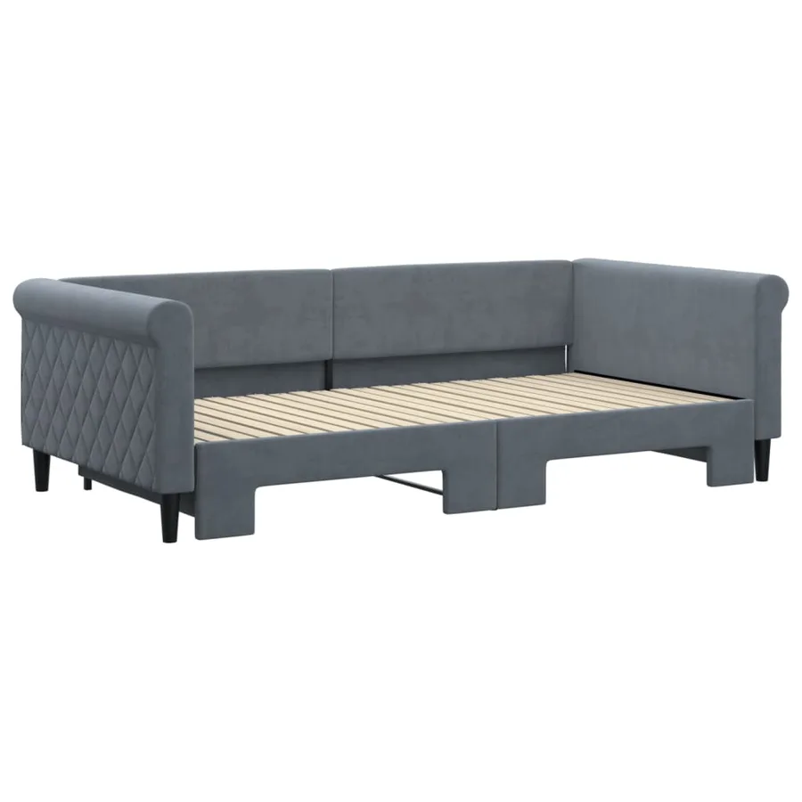 Lit de jour avec gigogne sans matelas gris foncé 100x200 cm - 3