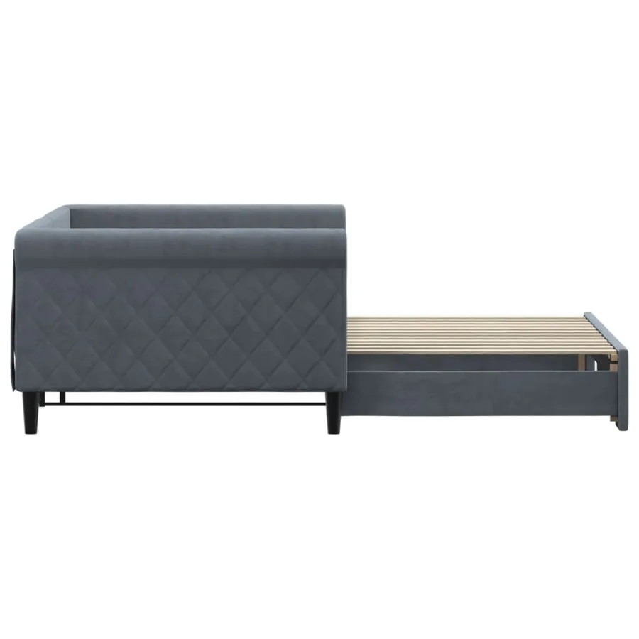 Lit de jour avec gigogne sans matelas gris foncé 100x200 cm - 4