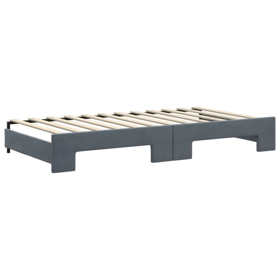 Lit de jour avec gigogne sans matelas gris foncé 100x200 cm - 8