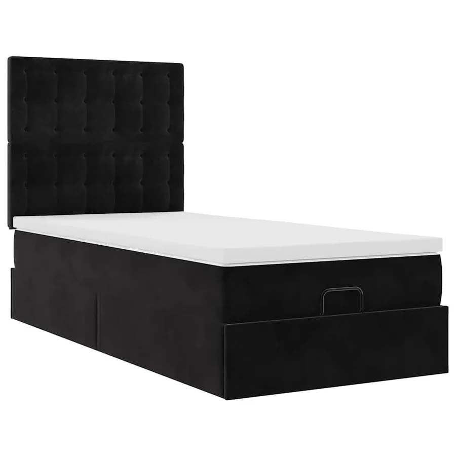 Cadre de lit ottoman avec matelas noir 90x190 cm velours - 7